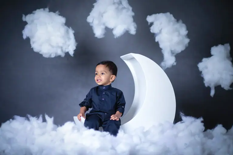 Moon and Sky theme baby photoshoot