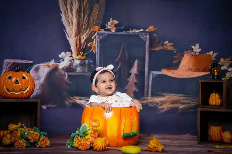 Pumpkin theme baby photoshoot