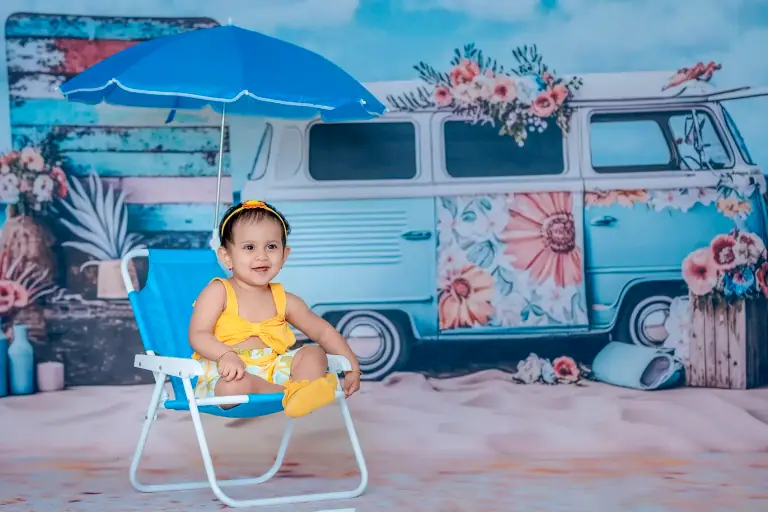 The Happy Place theme baby photoshoot